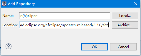 安裝e(fx)clipse到Eclipse