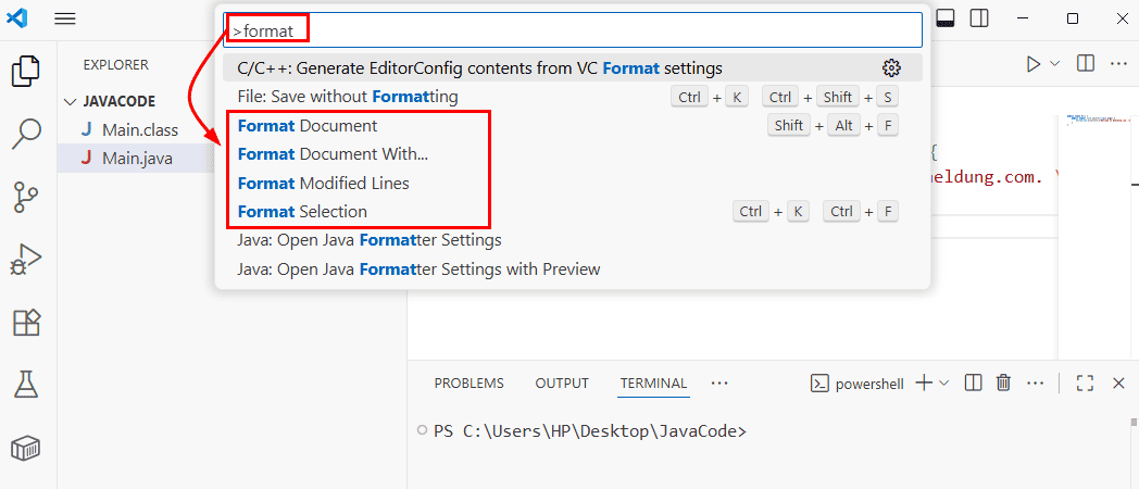 使用指令面板進行格式化